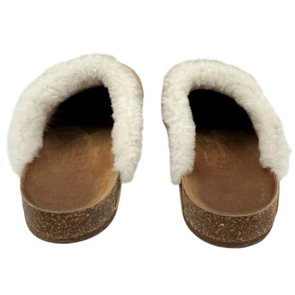 Jenni Kayne Shearling-Lined Moc Clog Natural Suede Slippers Size 38 Italy 8 US - Picture 10 of 15